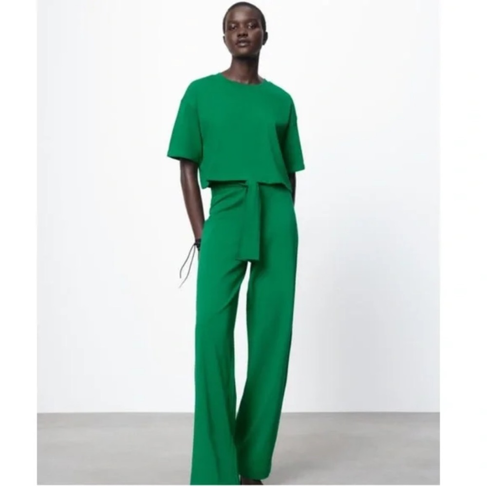 ZARA green cotton crop top, size S